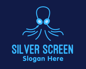 Game Streaming - Blue Octopus Headphones logo design