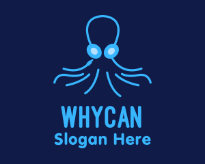 Game Stream - Blue Octopus Headphones logo design