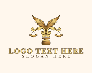 Ink - Legal Ornate Feather Scale logo design