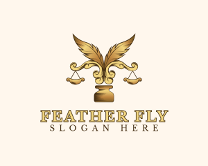 Legal Ornate Feather Scale Ink logo design