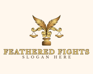 Legal Ornate Feather Scale Ink logo design