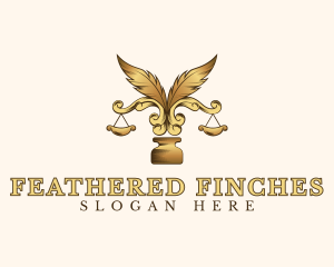 Legal Ornate Feather Scale Ink logo design