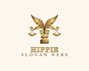 Justice - Legal Ornate Feather Scale logo design