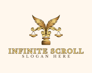 Legal Ornate Feather Scale Ink logo design