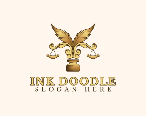 Legal Ornate Feather Scale Ink logo design