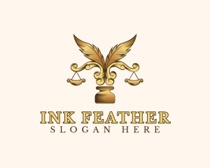 Legal Ornate Feather Scale Ink logo design