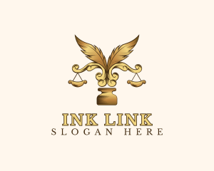 Legal Ornate Feather Scale Ink logo design