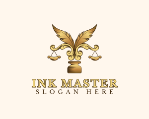 Legal Ornate Feather Scale Ink logo design