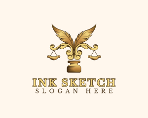 Legal Ornate Feather Scale Ink logo design