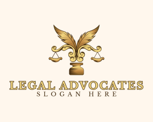 Legal Ornate Feather Scale Ink logo design