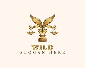 Court - Legal Ornate Feather Scale logo design