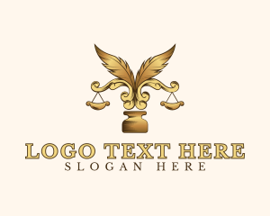 Courthouse - Legal Ornate Feather Scale logo design