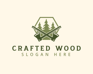 Wood Lumberjack Axe logo design