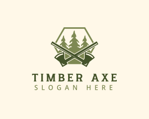 Wood Lumberjack Axe logo design