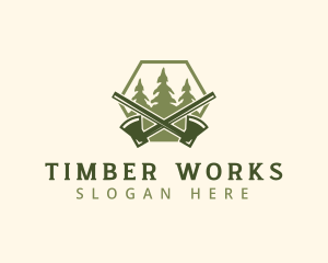 Wood Lumberjack Axe logo design