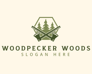 Wood Lumberjack Axe logo design