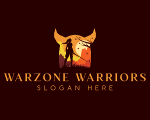 Warrior Swordswoman Gaming logo design