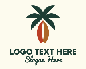 Travel Agency - Coconut Surfboard Beach Island logo design