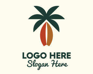Beach - Coconut Surfboard Beach Island logo design
