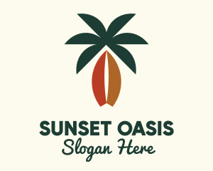 Coconut Surfboard Beach Island logo design