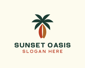 Coconut Surfboard Beach Island logo design