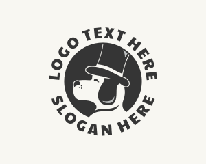 Top Hat Dog Puppy logo design