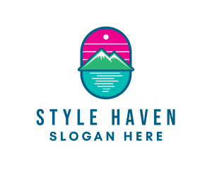 Sunset Outdoor Mountain Lake  Logo