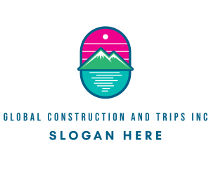Trip - Sunset Outdoor Mountain Lake logo design