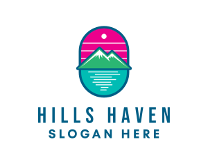 Sunset Outdoor Mountain Lake  logo design