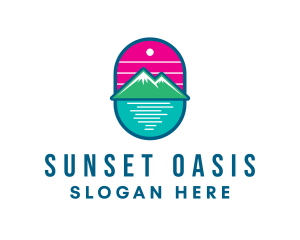 Sunset Outdoor Mountain Lake  logo design