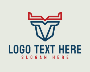 Americana - Modern Bison Horns logo design