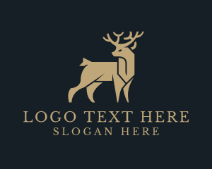 Golden - Gold Deer Animal logo design