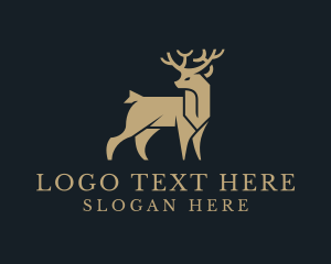 Gold - Gold Deer Animal logo design