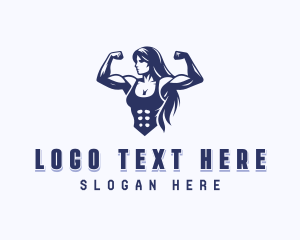 Bodybuilder - Strong Woman Gym logo design