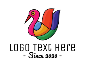 Pink Leaf - Colorful Swan Outline logo design