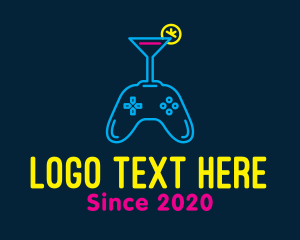 Game Controller - Neon Cocktail Game Console logo design
