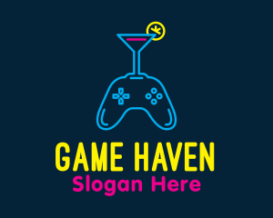Neon Cocktail Game Console Logo