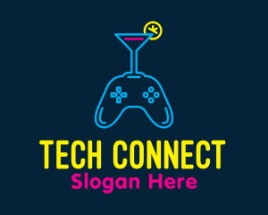 Neon Cocktail Game Console Logo