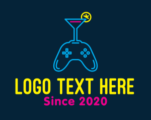 Liqueur - Neon Cocktail Game Console logo design