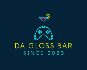 Neon Cocktail Game Console logo design