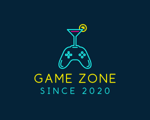 Neon Cocktail Game Console logo design