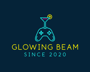 Neon Cocktail Game Console logo design