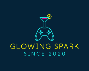 Neon Cocktail Game Console logo design