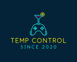 Neon Cocktail Game Console logo design