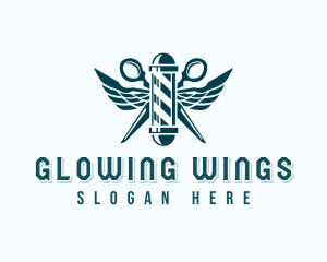 Scissors Barber Wings logo design