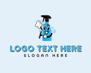 Cartoon - Janitorial Clean Spray Bottle logo design