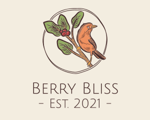 Berries - Wild Bird Berry Branch logo design