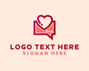 Message - Heart Message Chat logo design