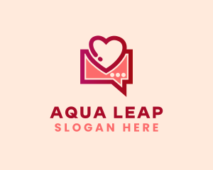 Heart Message Chat logo design