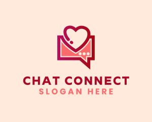 Messaging - Heart Message Chat logo design